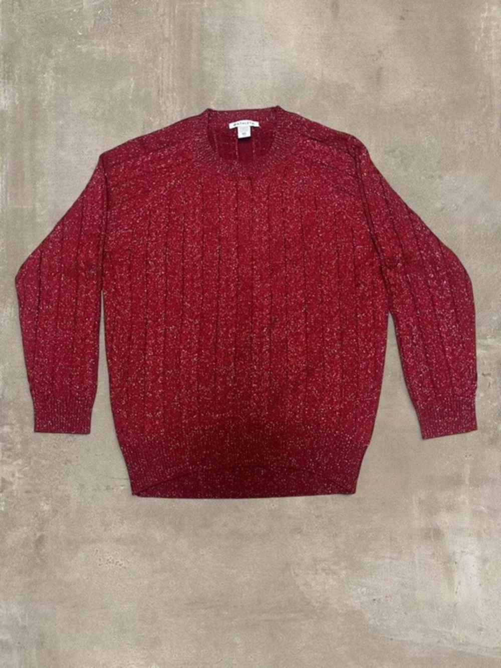 Athleta Red Metallic Knit Sweater XXS Sparkle Crewneck